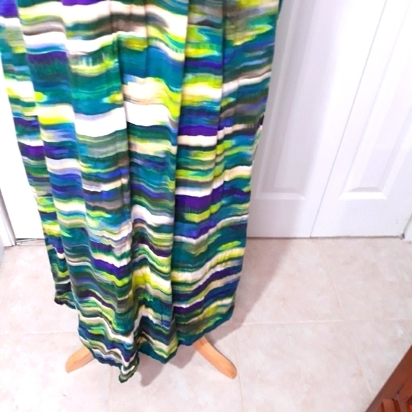 Attention Dress Maxi Sleeveless Multicolor Purple Green Blue Cutout Deta… - Picture 4 of 11